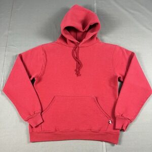 Vtg 90s Russell Athletic Red Blank Hoodie Sweatshirt, USA S, Logo Pockets